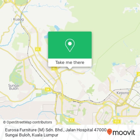 Peta Eurosa Furniture (M) Sdn. Bhd., Jalan Hospital 47000 Sungai Buloh