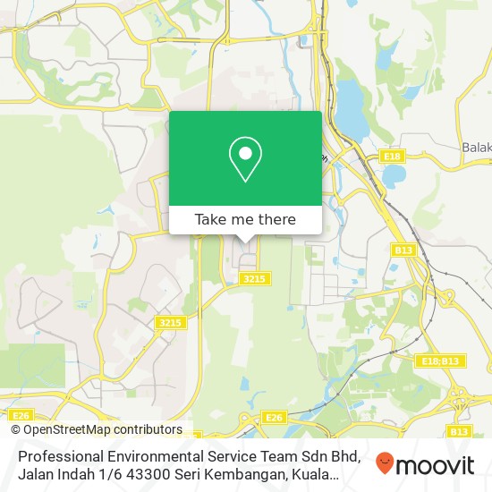 Peta Professional Environmental Service Team Sdn Bhd, Jalan Indah 1 / 6 43300 Seri Kembangan