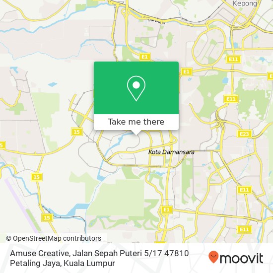 Amuse Creative, Jalan Sepah Puteri 5 / 17 47810 Petaling Jaya map