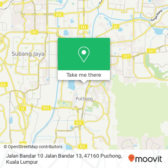 Peta Jalan Bandar 10 Jalan Bandar 13, 47160 Puchong