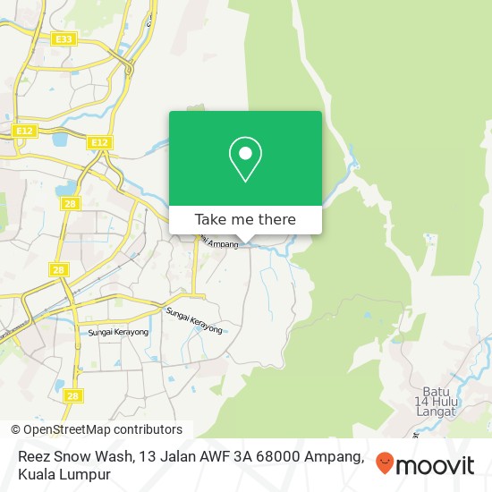 Peta Reez Snow Wash, 13 Jalan AWF 3A 68000 Ampang