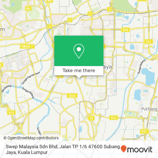 Peta Swep Malaysia Sdn Bhd, Jalan TP 1 / 6 47600 Subang Jaya