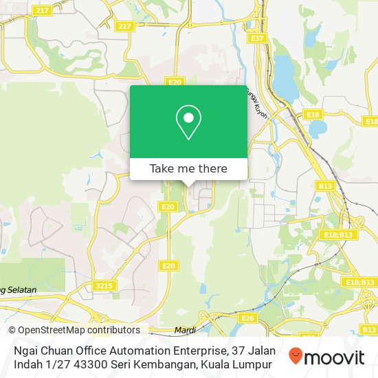 Peta Ngai Chuan Office Automation Enterprise, 37 Jalan Indah 1 / 27 43300 Seri Kembangan