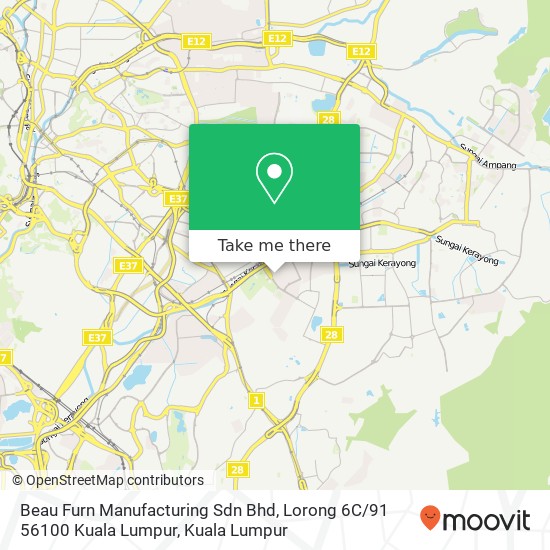 Peta Beau Furn Manufacturing Sdn Bhd, Lorong 6C / 91 56100 Kuala Lumpur