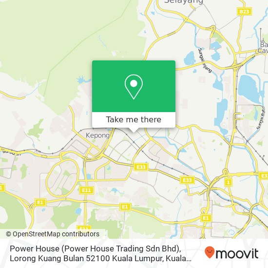 Peta Power House (Power House Trading Sdn Bhd), Lorong Kuang Bulan 52100 Kuala Lumpur