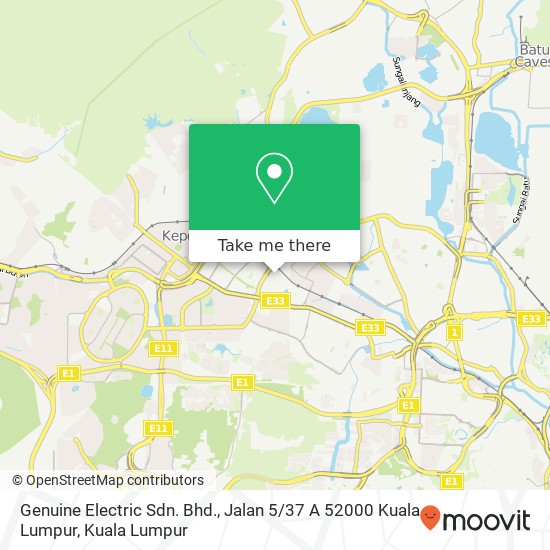 Genuine Electric Sdn. Bhd., Jalan 5 / 37 A 52000 Kuala Lumpur map