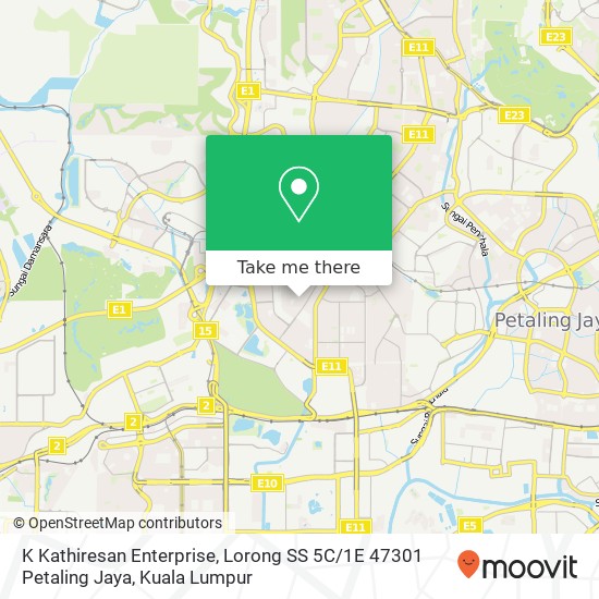 Peta K Kathiresan Enterprise, Lorong SS 5C / 1E 47301 Petaling Jaya
