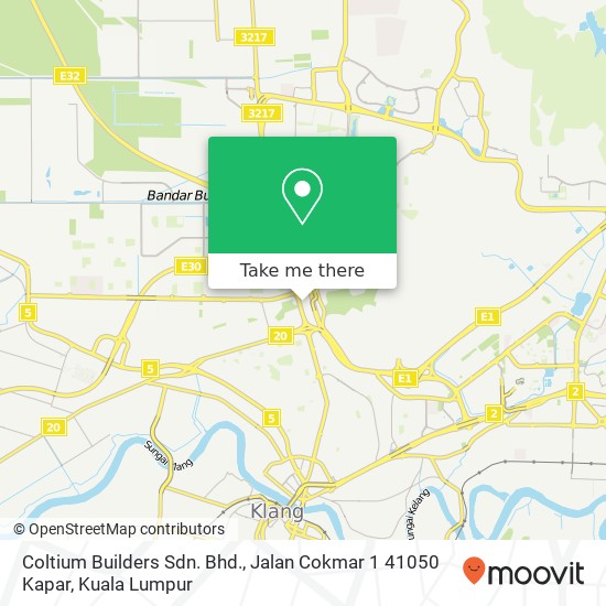 Peta Coltium Builders Sdn. Bhd., Jalan Cokmar 1 41050 Kapar
