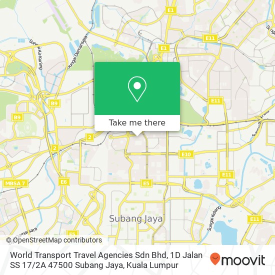 Peta World Transport Travel Agencies Sdn Bhd, 1D Jalan SS 17 / 2A 47500 Subang Jaya