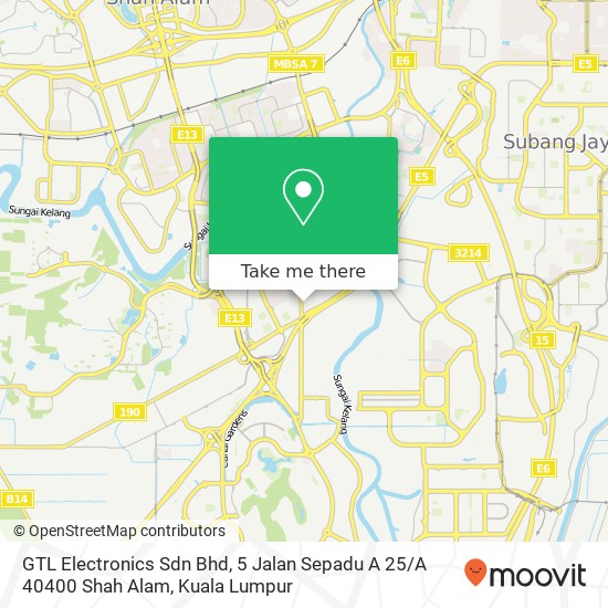 Peta GTL Electronics Sdn Bhd, 5 Jalan Sepadu A 25 / A 40400 Shah Alam