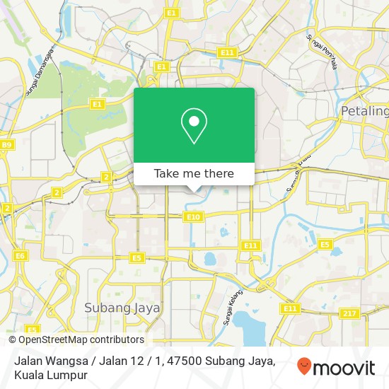 Peta Jalan Wangsa / Jalan 12 / 1, 47500 Subang Jaya