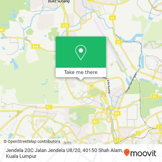 Peta Jendela 20C Jalan Jendela U8 / 20, 40150 Shah Alam
