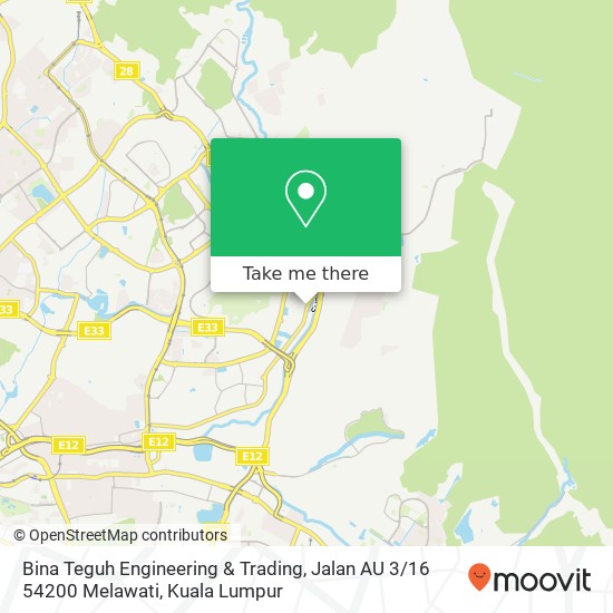 Peta Bina Teguh Engineering & Trading, Jalan AU 3 / 16 54200 Melawati