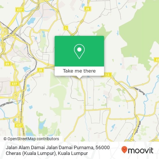 Peta Jalan Alam Damai Jalan Damai Purnama, 56000 Cheras (Kuala Lumpur)