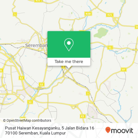 Pusat Haiwan Kesayanganku, 5 Jalan Bidara 16 70100 Seremban map