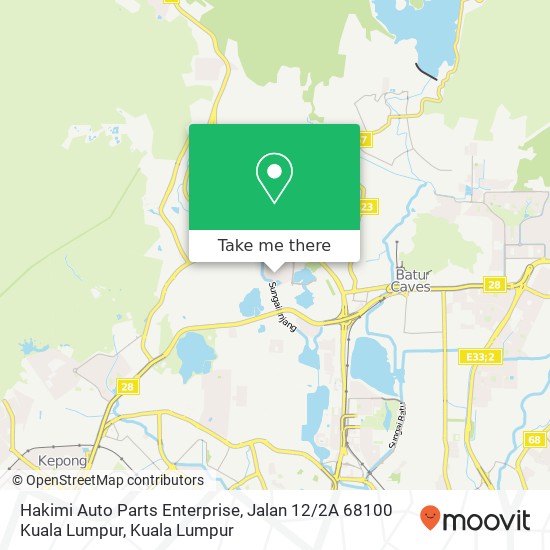 Peta Hakimi Auto Parts Enterprise, Jalan 12 / 2A 68100 Kuala Lumpur