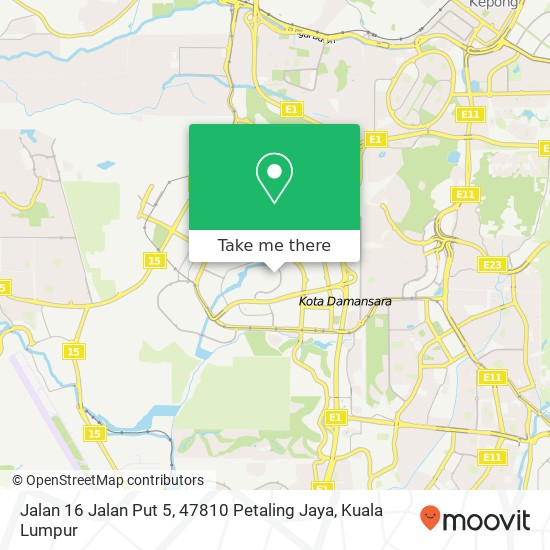 Peta Jalan 16 Jalan Put 5, 47810 Petaling Jaya