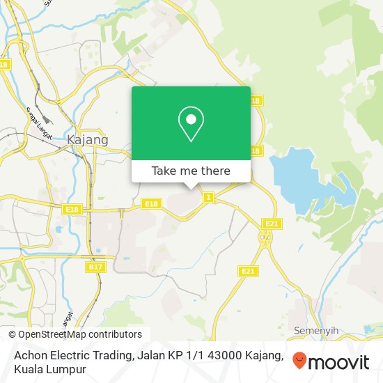 Peta Achon Electric Trading, Jalan KP 1 / 1 43000 Kajang