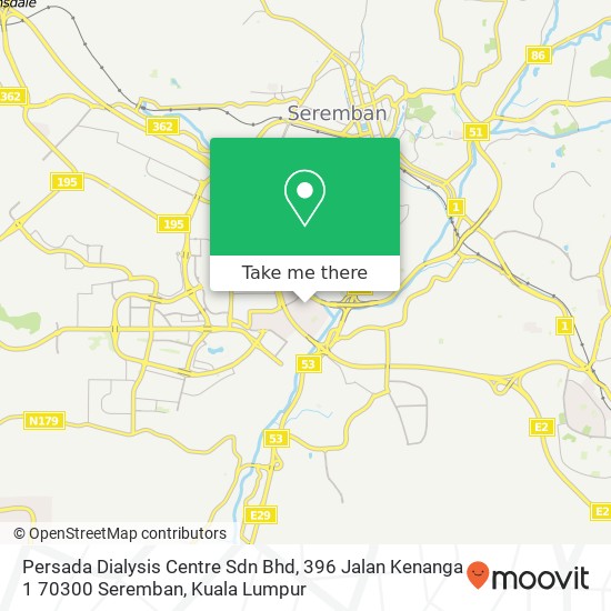 Persada Dialysis Centre Sdn Bhd, 396 Jalan Kenanga 1 70300 Seremban map