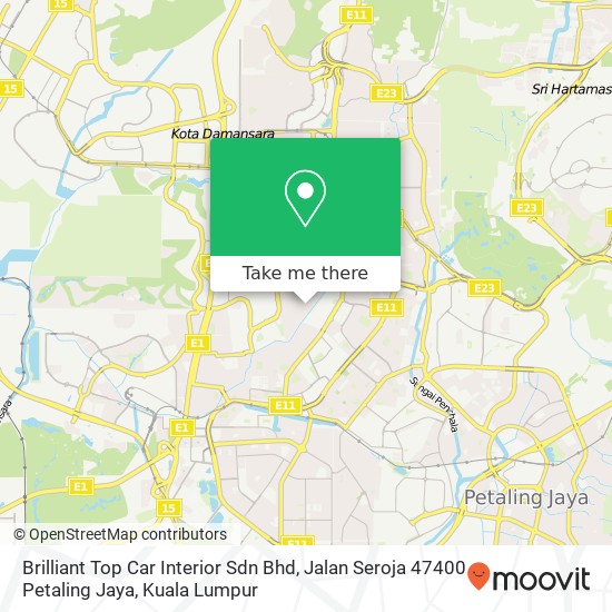 Peta Brilliant Top Car Interior Sdn Bhd, Jalan Seroja 47400 Petaling Jaya