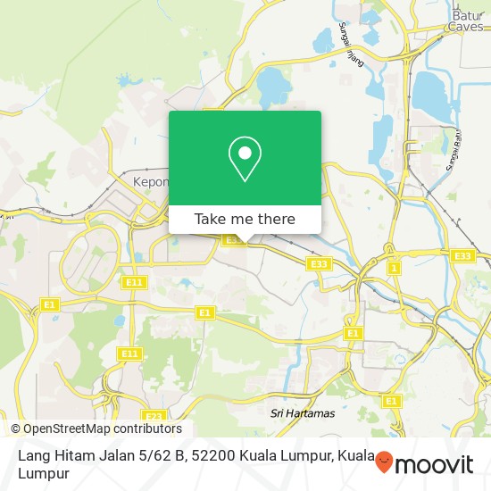 Peta Lang Hitam Jalan 5 / 62 B, 52200 Kuala Lumpur