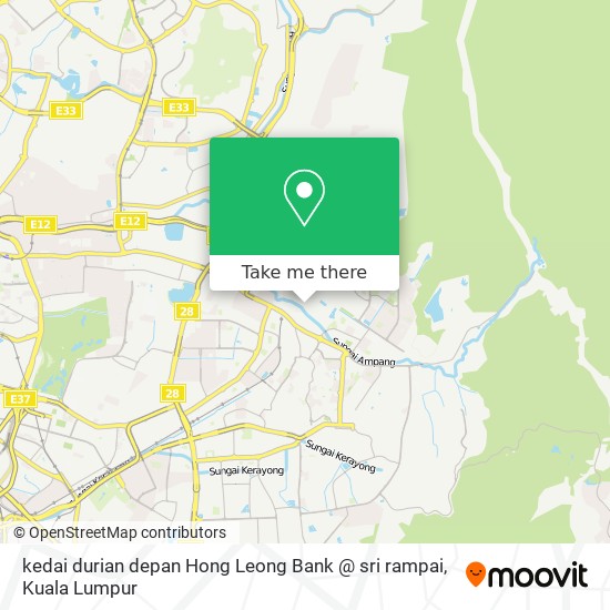 Peta kedai durian depan Hong Leong Bank @ sri rampai