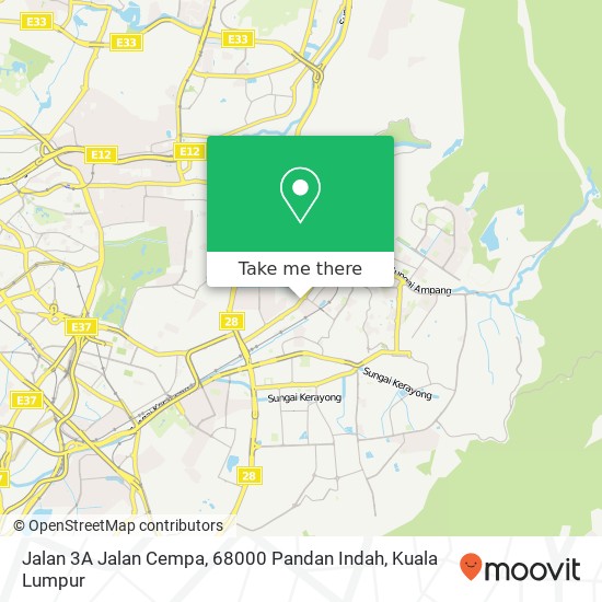 Peta Jalan 3A Jalan Cempa, 68000 Pandan Indah