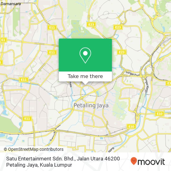 Satu Entertainment Sdn. Bhd., Jalan Utara 46200 Petaling Jaya map