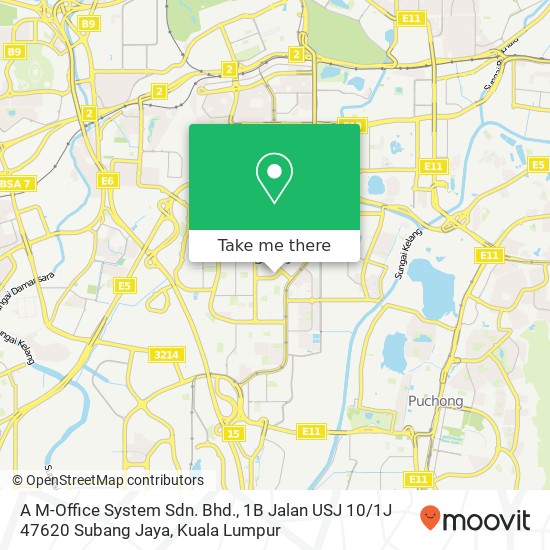 Peta A M-Office System Sdn. Bhd., 1B Jalan USJ 10 / 1J 47620 Subang Jaya