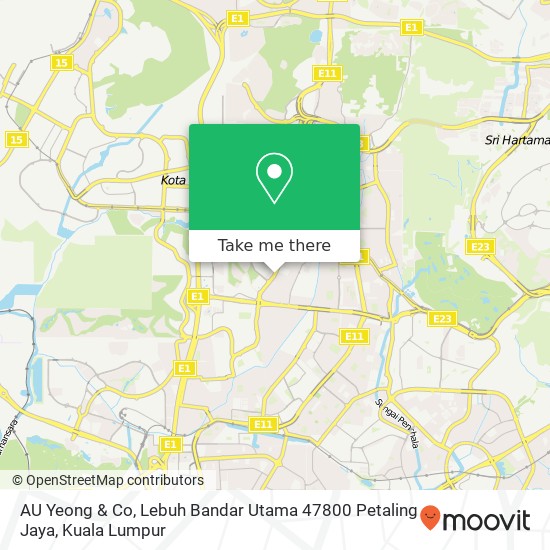 Peta AU Yeong & Co, Lebuh Bandar Utama 47800 Petaling Jaya