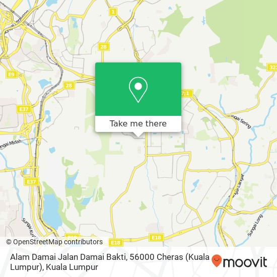 Peta Alam Damai Jalan Damai Bakti, 56000 Cheras (Kuala Lumpur)