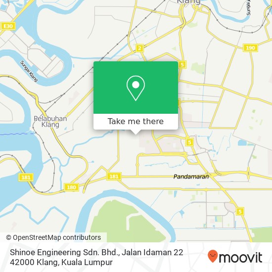Peta Shinoe Engineering Sdn. Bhd., Jalan Idaman 22 42000 Klang