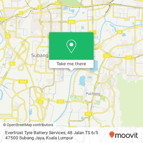Peta Evertrust Tyre Battery Services, 48 Jalan TS 6 / 5 47500 Subang Jaya