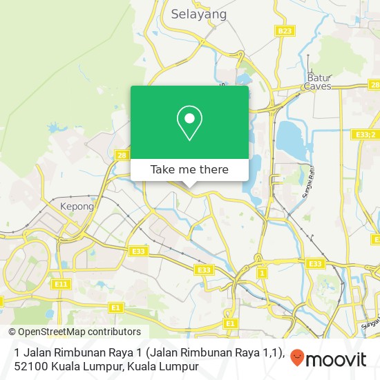 Peta 1 Jalan Rimbunan Raya 1 (Jalan Rimbunan Raya 1,1), 52100 Kuala Lumpur