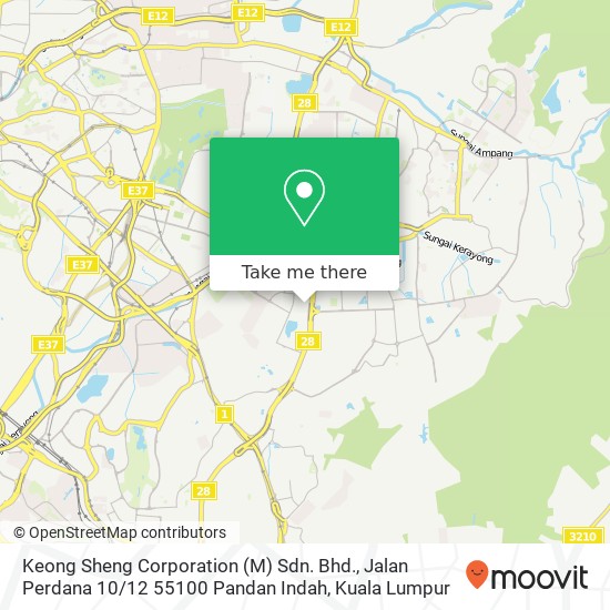 Peta Keong Sheng Corporation (M) Sdn. Bhd., Jalan Perdana 10 / 12 55100 Pandan Indah