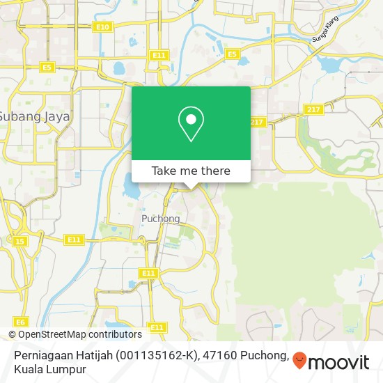 Perniagaan Hatijah (001135162-K), 47160 Puchong map