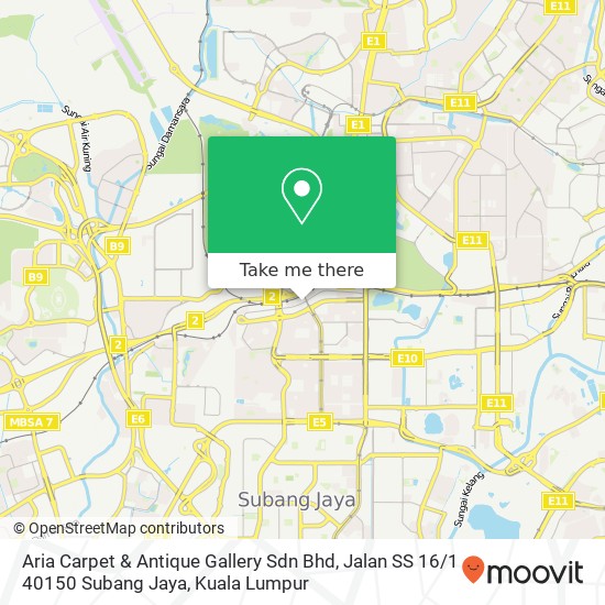 Aria Carpet & Antique Gallery Sdn Bhd, Jalan SS 16 / 1 40150 Subang Jaya map