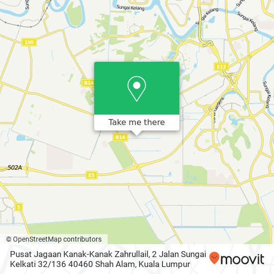 Peta Pusat Jagaan Kanak-Kanak Zahrullail, 2 Jalan Sungai Kelkati 32 / 136 40460 Shah Alam