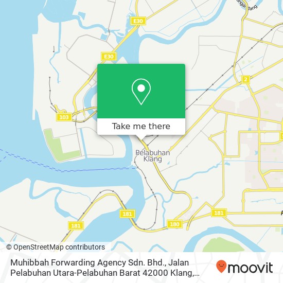 Peta Muhibbah Forwarding Agency Sdn. Bhd., Jalan Pelabuhan Utara-Pelabuhan Barat 42000 Klang