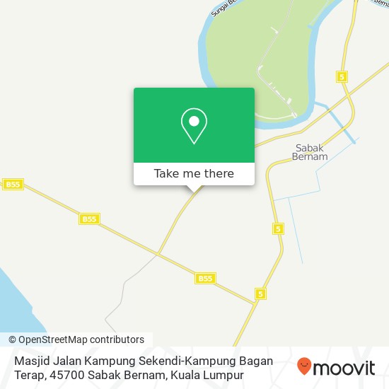 Peta Masjid Jalan Kampung Sekendi-Kampung Bagan Terap, 45700 Sabak Bernam