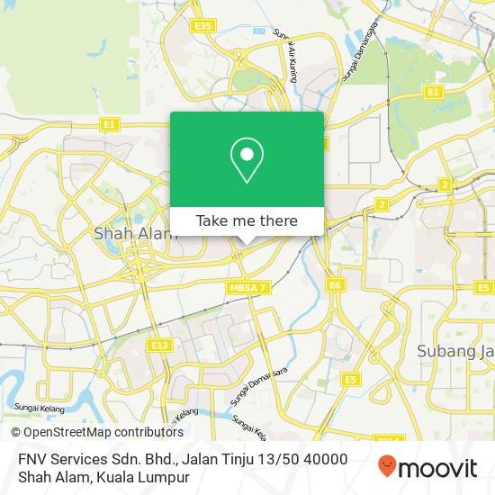 Peta FNV Services Sdn. Bhd., Jalan Tinju 13 / 50 40000 Shah Alam