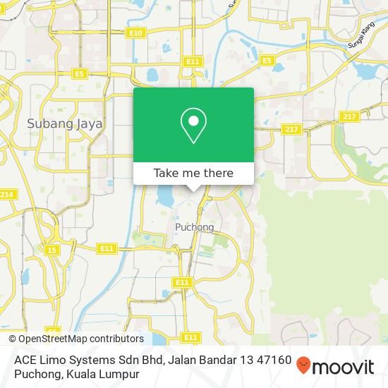 Peta ACE Limo Systems Sdn Bhd, Jalan Bandar 13 47160 Puchong