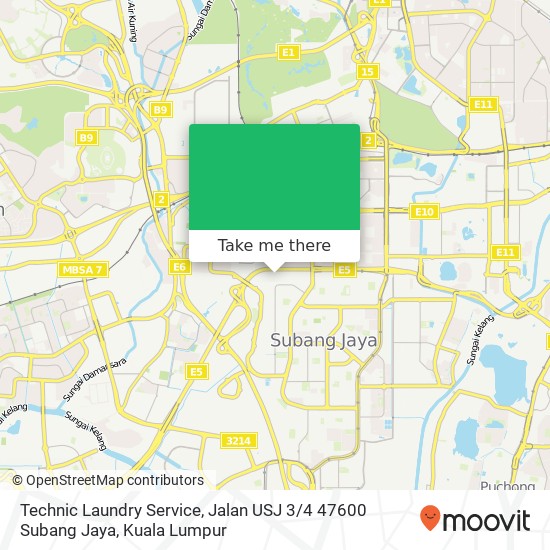 Peta Technic Laundry Service, Jalan USJ 3 / 4 47600 Subang Jaya