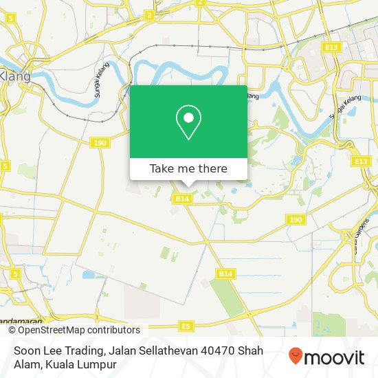 Peta Soon Lee Trading, Jalan Sellathevan 40470 Shah Alam