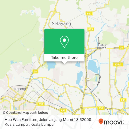Hup Wah Furniture, Jalan Jinjang Murni 13 52000 Kuala Lumpur map