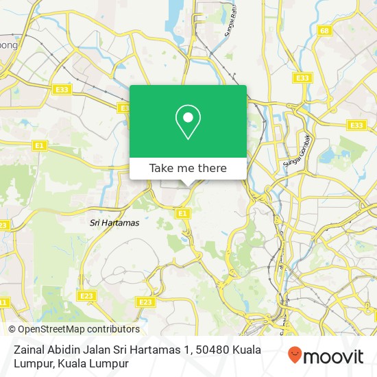Peta Zainal Abidin Jalan Sri Hartamas 1, 50480 Kuala Lumpur