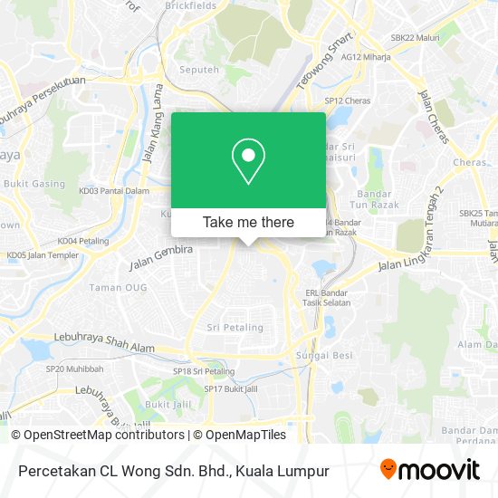 Peta Percetakan CL Wong Sdn. Bhd.