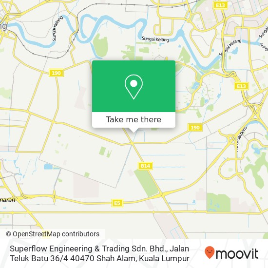 Peta Superflow Engineering & Trading Sdn. Bhd., Jalan Teluk Batu 36 / 4 40470 Shah Alam