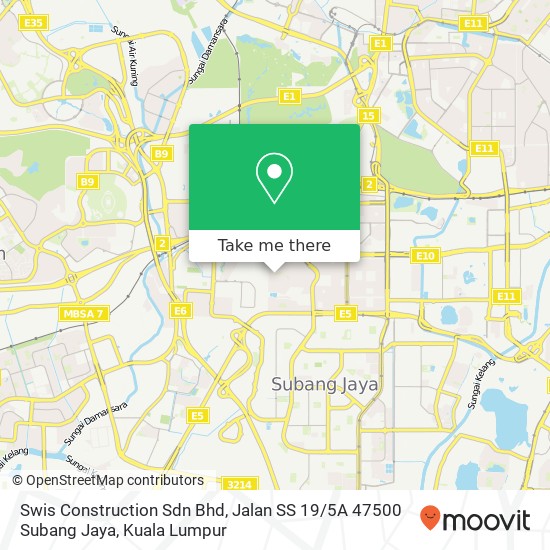 Swis Construction Sdn Bhd, Jalan SS 19 / 5A 47500 Subang Jaya map