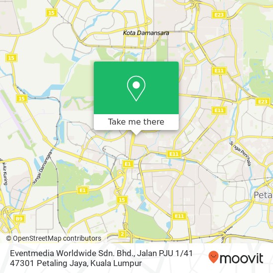 Eventmedia Worldwide Sdn. Bhd., Jalan PJU 1 / 41 47301 Petaling Jaya map